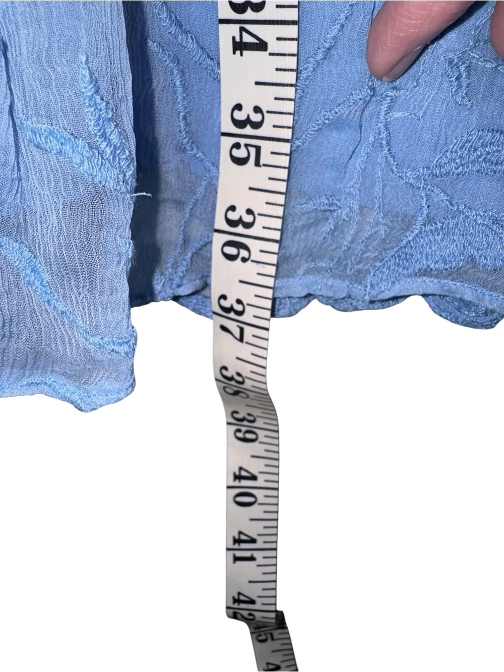 Ranna Gill V-Neck Lace-Trim Mini Dress in Light Blue. Size Small - Picture 4 of 7